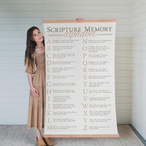 Christian Alphabet Tapestry Bible Verse Wall Art Nursery Decor Kids Room Scripture Memory Educational Display Church Classroom ABC | 085