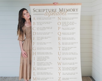 Christian Alphabet Tapestry Bible Verse Wall Art Nursery Decor Kids Room Scripture Memory Educational Display Church Classroom ABC | 085