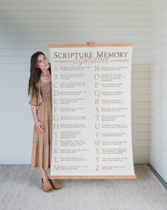 Christian Alphabet Tapestry Bible Verse Wall Art Nursery Decor Kids Room Scripture Memory Educational Display Church Classroom ABC | 085