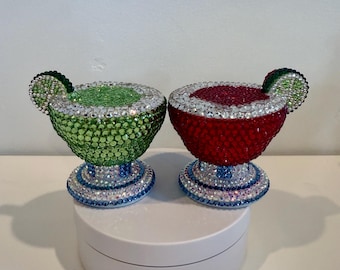 Bling Rhinestone Margarita Salt and Pepper Shakers Bar Cart Decor