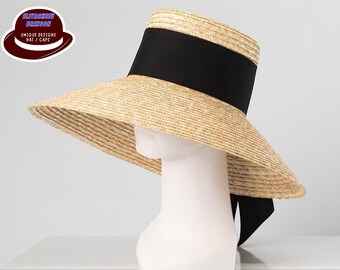 Classic Lace-Trim Straw Sun Garden Party Hat NWOT Lace Straw Sun Hat: Bowknot Garden Party Headwear - Etsy main image 3
