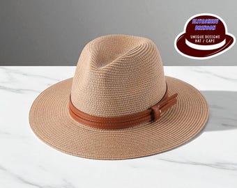 Women&#39;s Straw Hat Women with Belt | Wide-Brim Sun Protection Cap | Lightweight Breathable Beach Headwear | Summer Outdoor Accessory