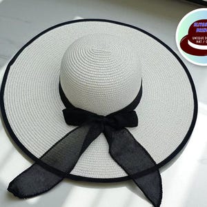 Women&#39;s Straw Hat with Bowknot | Wide Brim Sun Cap | Foldable Travel Beach Headwear | Outdoor Summer Protection Accessory