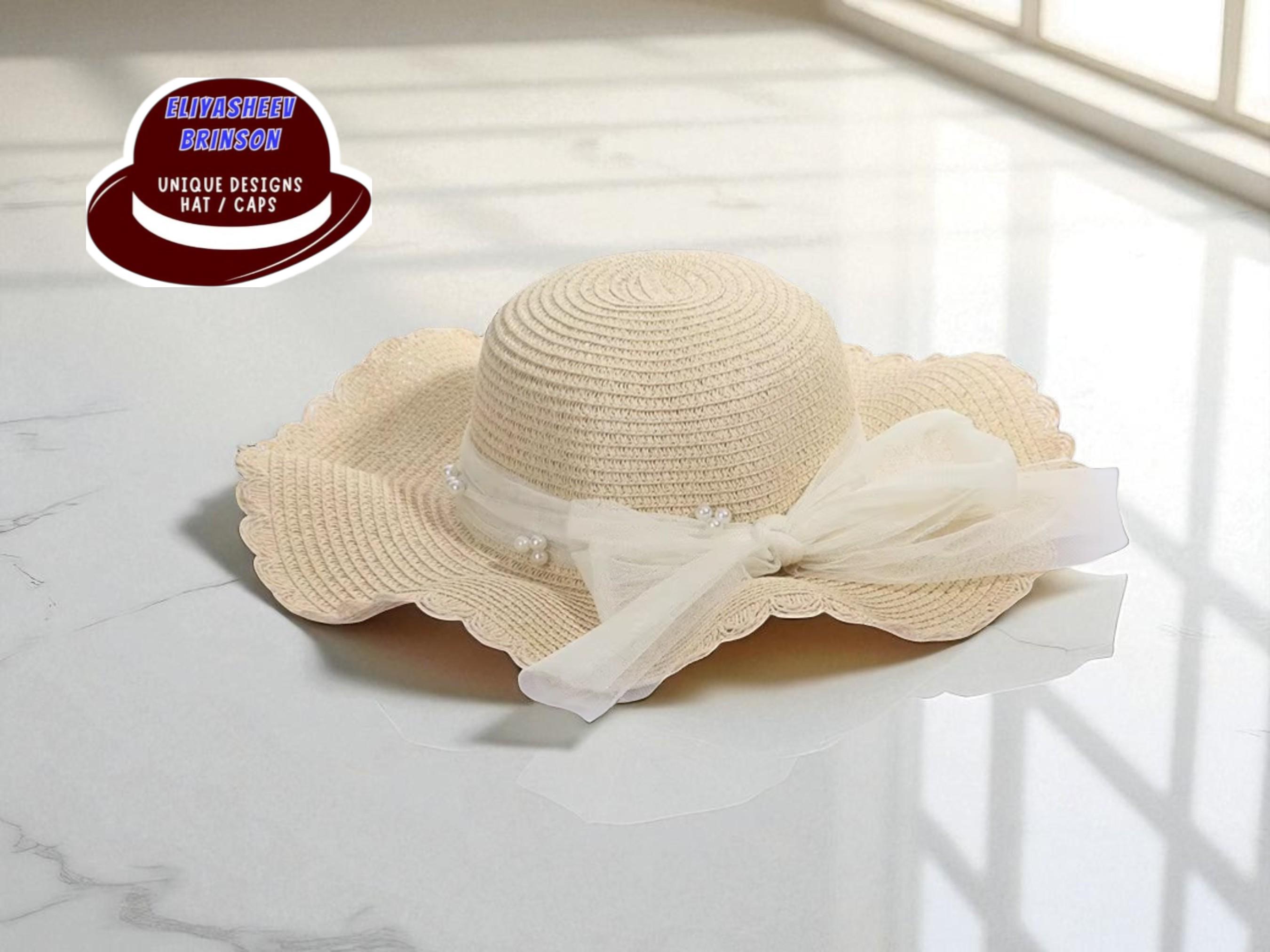 Ribbon Chiffon Lace Crochet Pearl Bow Wide Brim Derby Perisian Sun Hat il_fullxfull.6998220970_hj55.jpg main image 2