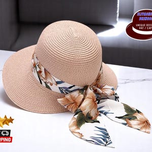 Bohemian Straw Hat for Women | Wide Brimmed Sun Cap with Bowknot | Summer Beach Headwear | Outdoor Travel Fashion Accessory