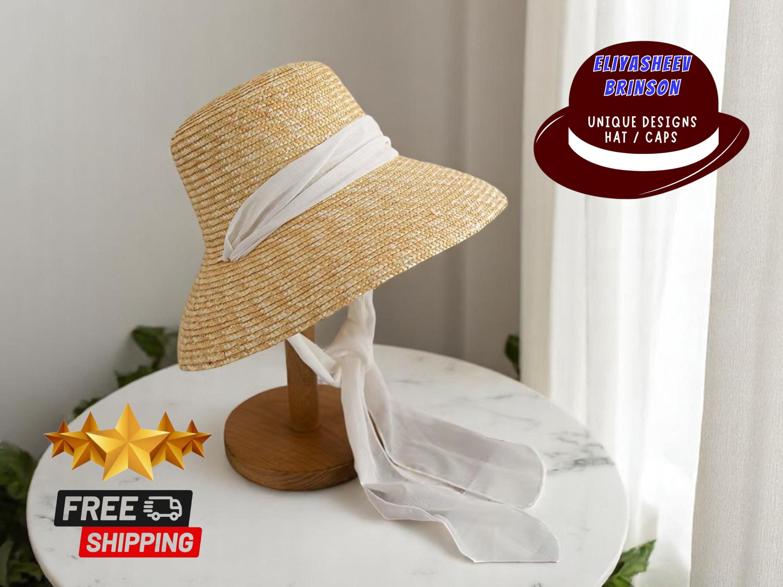 Straw Hat With Scarf Tie - Etsy