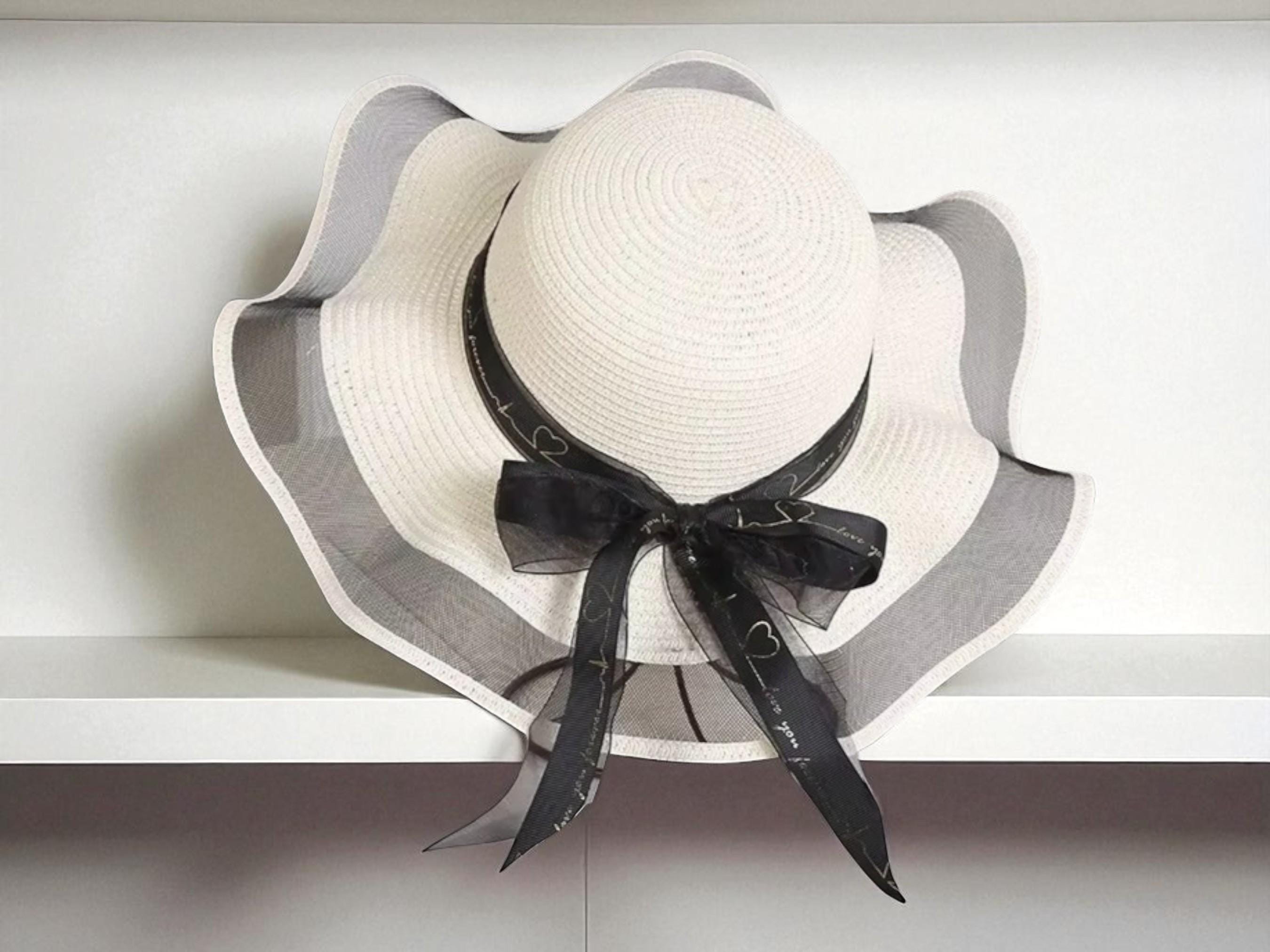 Lace Straw Sun Hat: Bowknot Garden Party Headwear - Etsy display picture 2