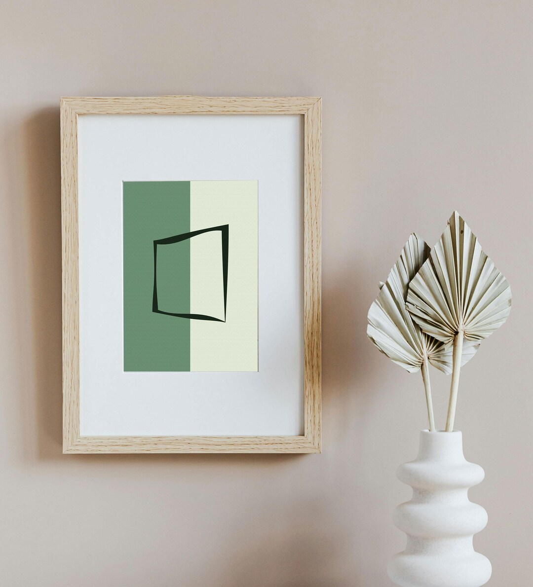 Green Geometric Abstract Art Print - Minimalist Mid-century Modern ...
