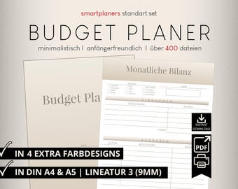 Budget Planer Starter Set | Finanzplan Vorlage für Einsteiger | Haushaltsbuch PDF & PNG | DIN A4-A5 | Digital Planer |  Deutsch | Download