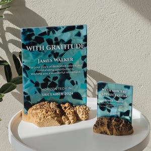 Custom Award Plague Graduation With Resin And Wood Retirement Plaque Personalized Award Trophies Corporate Military Retirement Gifts
