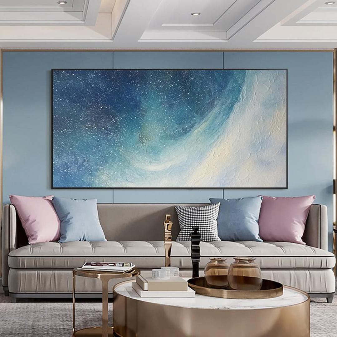 Abstract Starry Sky Oil Painting on Canvas, Large Wall Art, Original ...