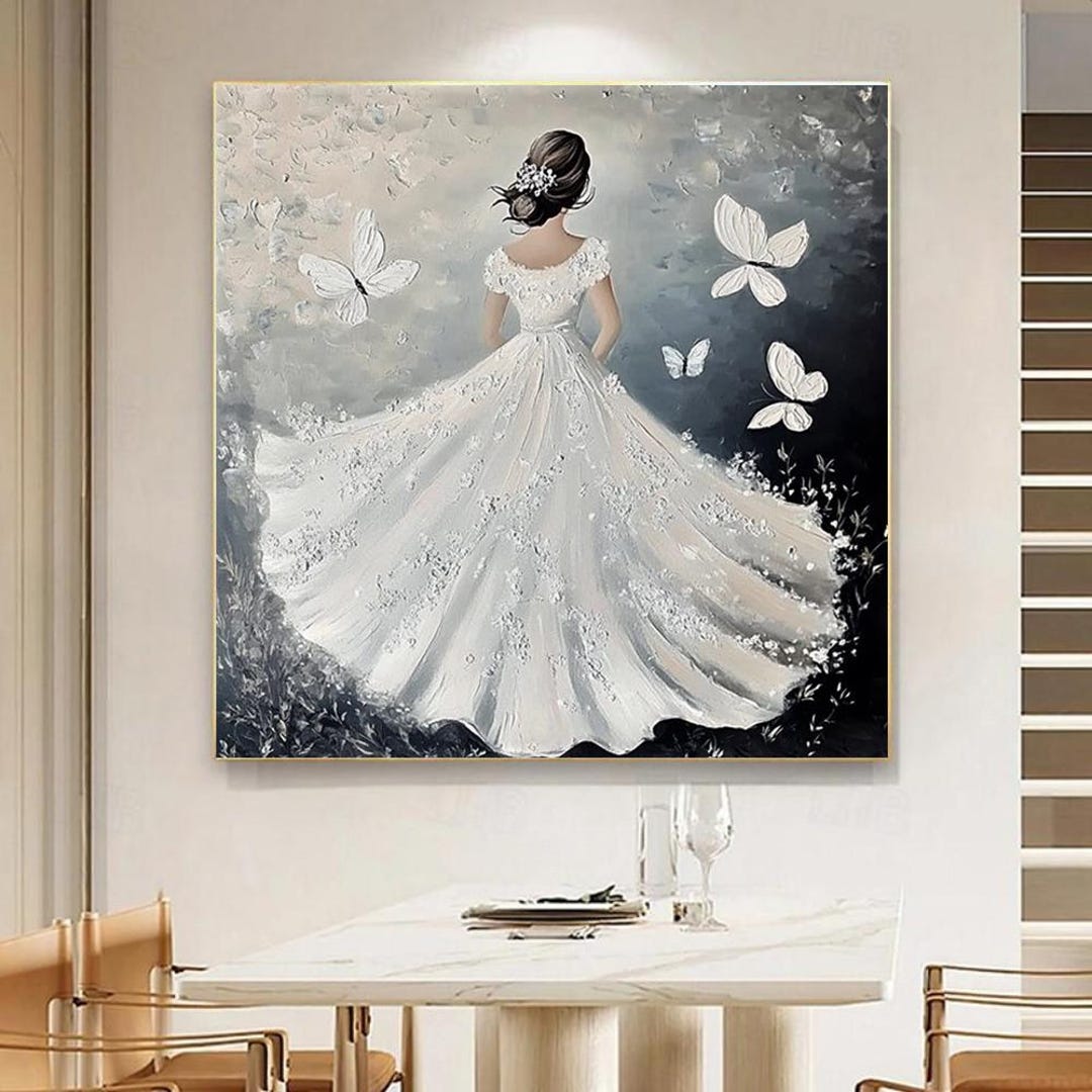 Abstract Beautiful Girl Oil Painting on Canvas, Large Wall Art Original ...