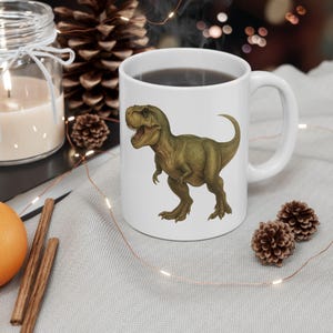 T-Rex Mug, Fierce Dinosaur Coffee Cup, Gift for Dino Lovers, Ceramic Tea Mug for Kids & Adults, Fun Dino Tea Cup, Unique Dinosaur Gift,