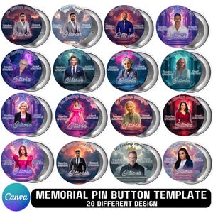 In Loving Memory Pin Button Bundle, Memorial Pin Button, Funeral And Remembrance, RIP PNG Templates, Funeral Button, Digital Download