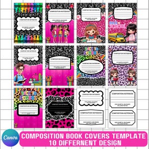 Composition Book Cover Designs, Back to School, Composition Notebook Cover, Customizable Printable Covers, Kids Book cover