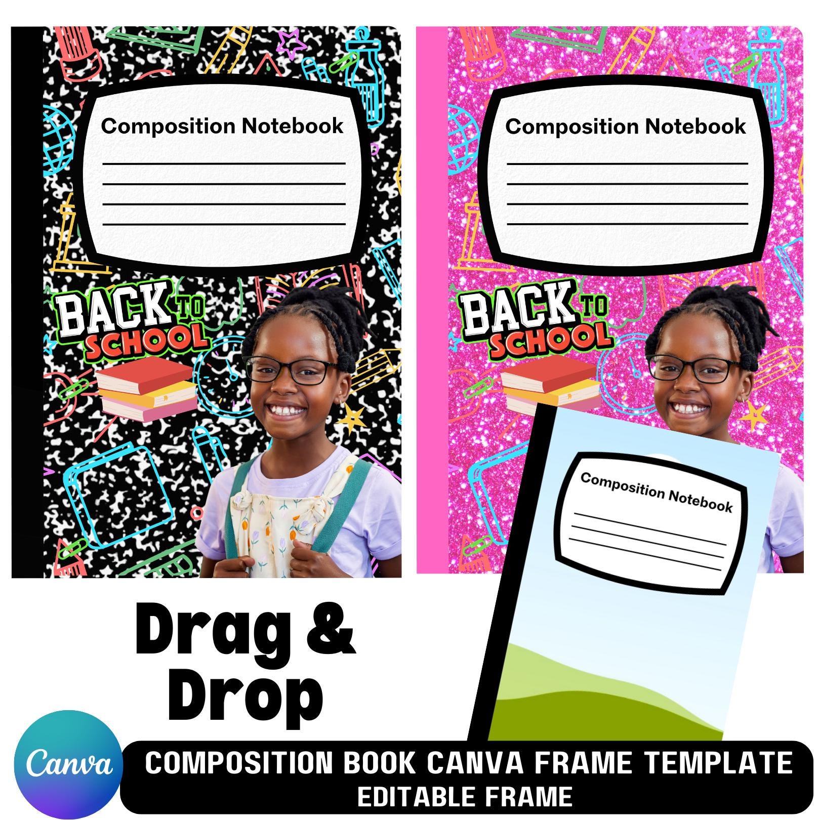 Editable Composition Book Template, Composition Book Cover Design,Canva Editable Template, Composition Notebook, Custom Composition Notebook