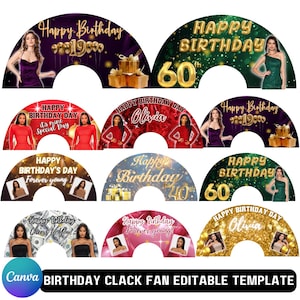 Birthday Clack Fan Canva Editable Template, Birthday Clack Fan Template, 90s Clack Fan, Printable Birthday Hand Fan, Digital Download