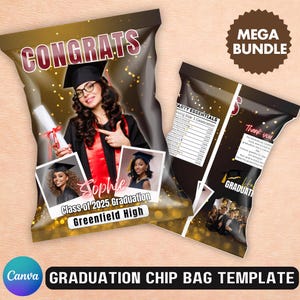 Graduation Chip Bag Canva Editable Mega Bundle, Grad Personalized Treat Party Favor, Congrat Template Design, Digital Download, Senior Party