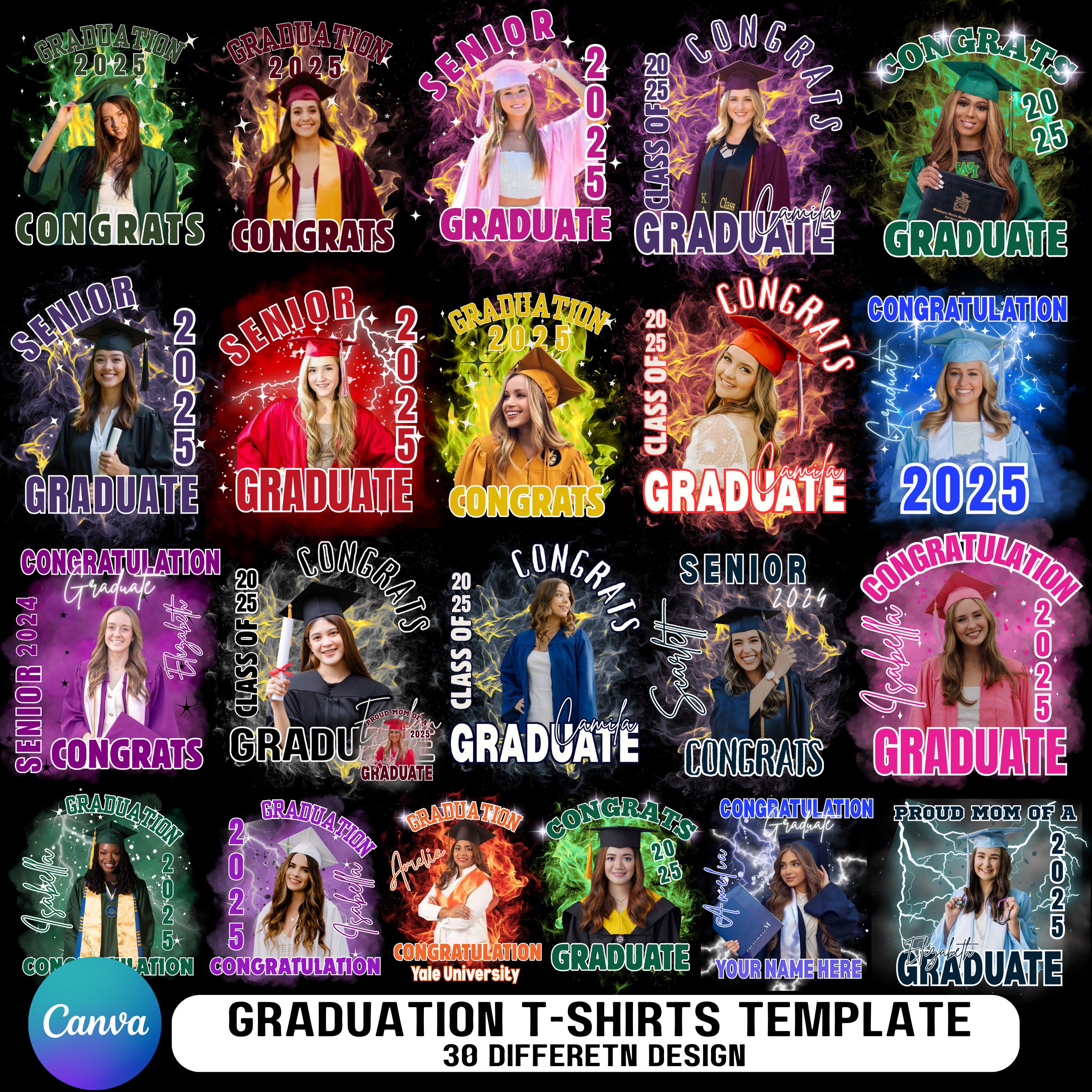 Graduation T Shirt Canva Editable Bundle, Class of 2025 Bootleg Designs, Custom Graduation T Shirt, Senior Graduation Class Of 2025 T shirt