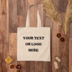 Personalized Canvas Tote Bag with Your Text, Logo, or Photo, Reusable Grocery Bag, Eco-Friendly Shopping Bag, Custom Printed Gift Idea