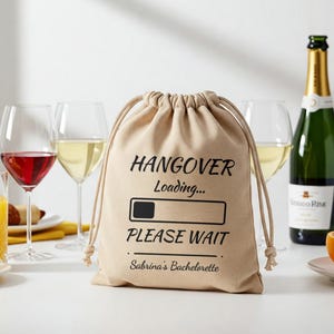 Hangover Recovery Kit Bag, Funny Bachelorette Gift, Custom Party Favor, Wedding Survival Pouch, Personalized Cotton Drawstring Bag