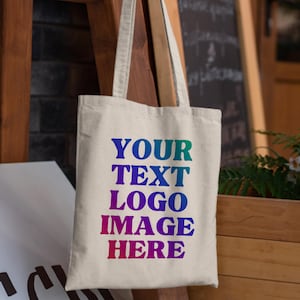 Personalized Full Color Canvas Tote Bag, Add Custom Logo, Text or Photo – Eco Reusable Shopping Bag for Work, Gifts and More