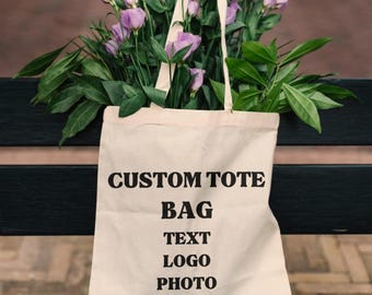 Bolsa de lona personalizada con tu logotipo o texto, bolsa de compras reutilizable y personalizada, bolsa de algodón ecológica para negocios, regalos y eventos.
