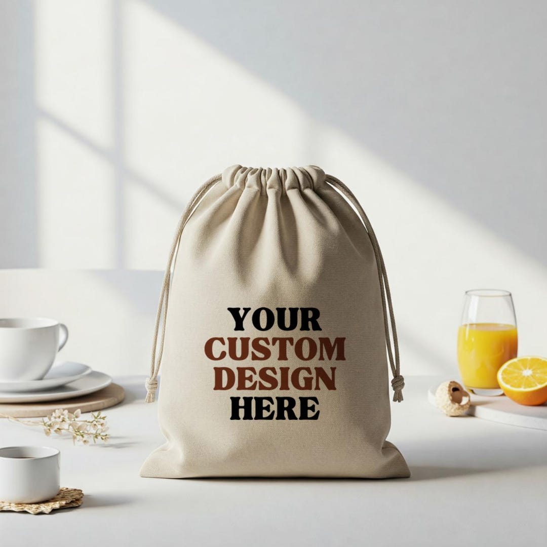 Custom Logo Cotton Drawstring Pouch: Personalized Favor Bag (6x8) - Etsy