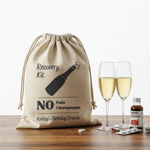 Custom Hangover Recovery Bags – Cotton Drawstring Pouch for Wedding, Birthday, Party Favors, Bridesmaid Gift, Bachelorette Essentials