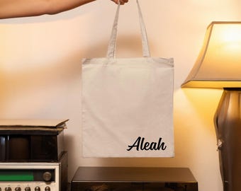 Custom Name Tote Bag, Elegant Personalized Canvas Bag with Your Text, Stylish and Reusable Cotton Tote Bag for Birthdays, Weddings & Work