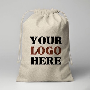 Printed Reusable Cotton Pouch – Add Your Logo, Design or Name to Eco-Friendly  10x14 Inch Drawstring Bag for Favors or Branding