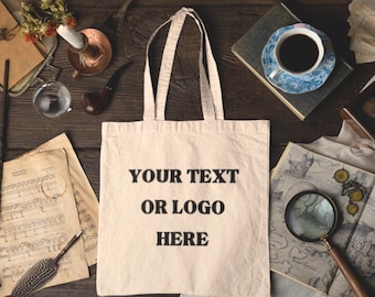 Personalized Cotton Tote Bag, Full-Color Custom Print with Your Design, Reusable Canvas Grocery Bag, Promotional Tote for Work and Events