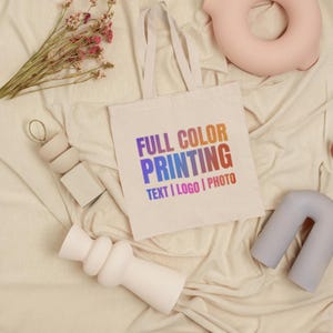 Personalized Cotton Tote Bag with Custom Logo or Design, Reusable Printed Tote for Business, Promotional Merchandise, Weddings & Gifts