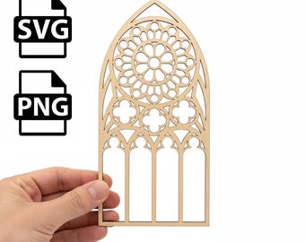 Gothic Arch Window SVG Laser Cut Template | Church Panel (Digital Download) PNG SVG