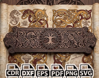 Viking Bookmark SVG | Yggdrasil Laser File | Celtic Bookmark Engraving | Tree of Life Nordic Design | svg png dxf eps pdf cdr