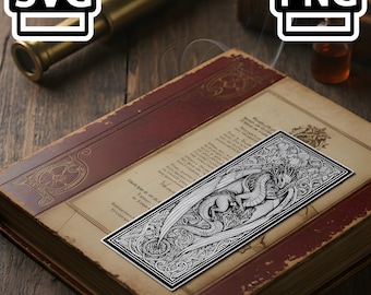 Gothic Dragon Bookmark SVG | Ornate Medieval Dragon Laser Cut Design | Fantasy Bookmark Template | Laser SVG PNG Download