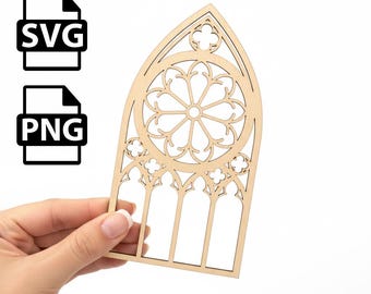 Gotisk katedralbåge SVG, detaljerad rosfönsterklippfil, laserskuren SVG för Glowforge, Cricut-projekt, DIY-dekormall