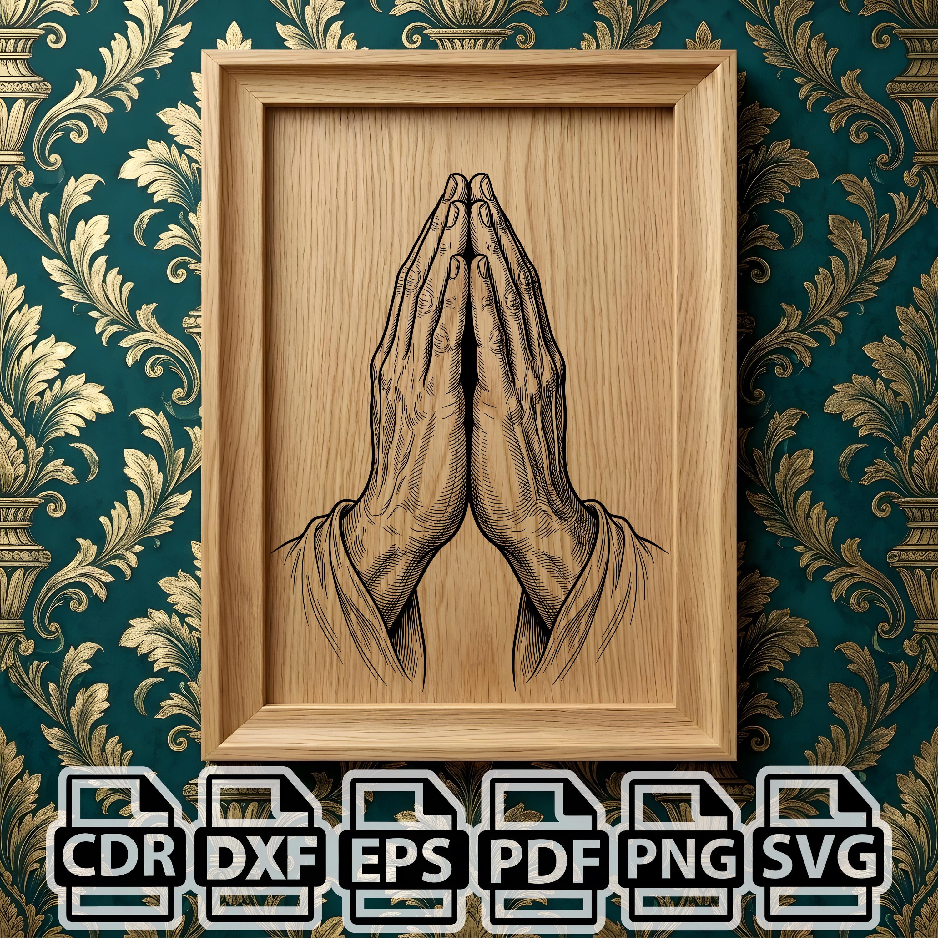 Pyaying Hand Cd R Dxf File Praying Hands | Religious Engraving Design | Prayer Hands Vector ...