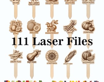 Plant Stakes SVG Bundle 111  | Garden Marker Laser Files | Vegetable Herb Fruit Labels | SVG| Laser Cut Bundle