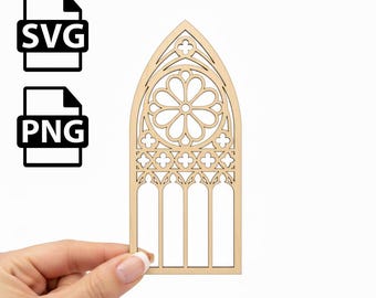 Gotiskt rosfönster SVG | Invecklad katedral laserskuren fil (digital nedladdning)