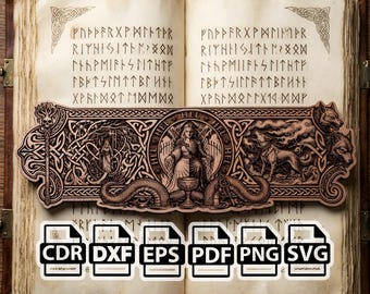 Hel Bookmark SVG | Viking Laser Engraving File | Norse Mythology Underworld Design | Celtic Knot Wood Bookmark | svg png dxf eps pdf cdr
