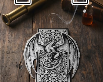 Gothic Dragon Bookmark SVG | Ornate Medieval Dragon Laser Cut Design | Fantasy Bookmark Template | Laser Ready SVG PNG Download