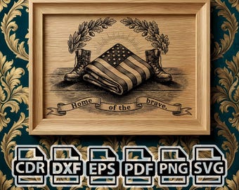 Laser Engraving File SVG | Memorial Day Flag Military Tribute | Veteran Remembrance svg png dxf eps pdf cdr | Patriotic Wood Design