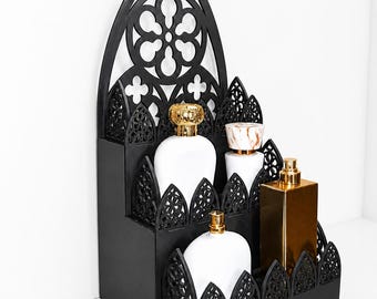 Gothic Shelf SVG File | Laser Cut Gothic Organizer Shelf | 3mm Plywood Shelf Plan | Gothic Storage Rack SVG