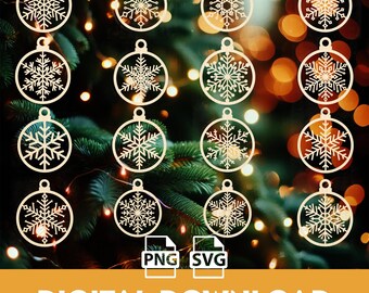 50 Snowflake Christmas Ornaments SVG Bundle | Laser Cut Files (Digital Download)