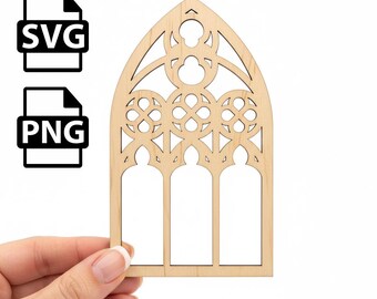 Gothic Arch Window SVG Laser Cut Template | Cathedral Panel (Digital Download) SVG PNG