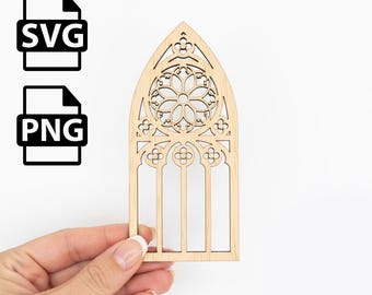 Gotisk katedralfönster SVG | Medeltida laserskuret mönster (SVG + PNG)