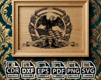 Laser Engraving File Memorial Day SVG | Eagle Flag Military Tribute  | Veteran Remembrance Design | svg png dxf eps pdf cdr | Wood Engraving