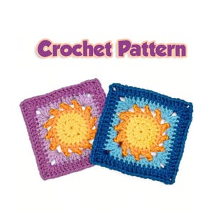 Easy Sun Granny Square Pattern, Tangled Sun Beginner Crochet Granny Square for Baby Blanket, Crochet Pattern