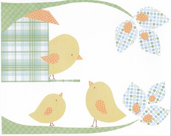 Yellow Birdie Collage 8x10 Print